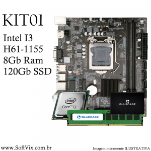 KIT01 - I3 2ª Gen  H61-1155 8Gb 120Gb-SSD
